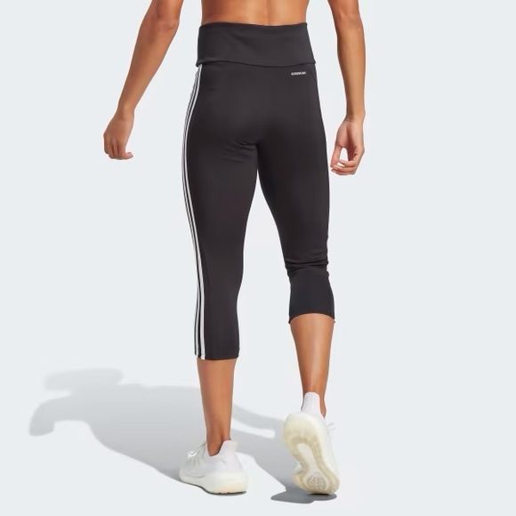 Adidas High-Rise 3 Stripes 3/4 style sport leggings - Picture 3 of 5